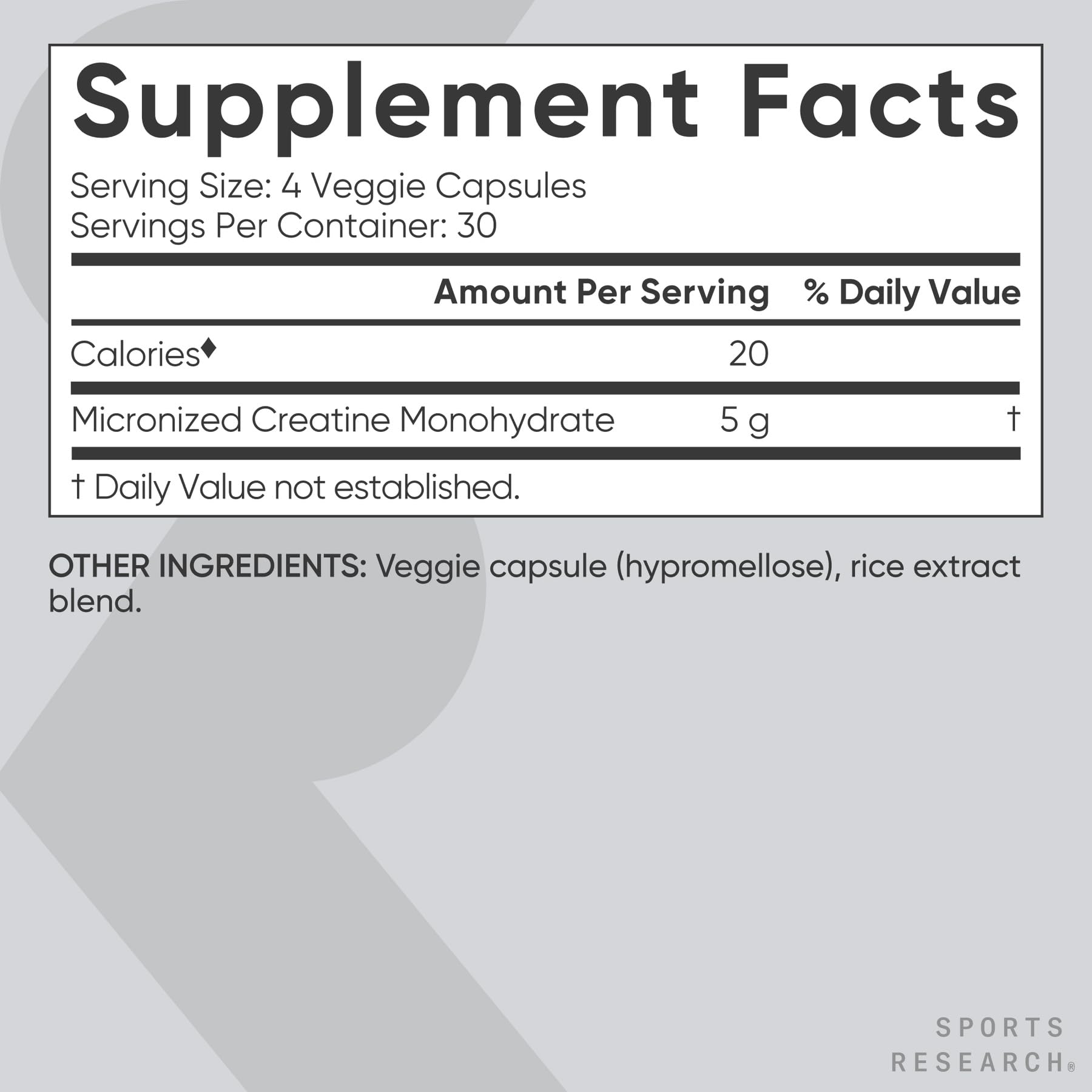 Sports Research Creatine Monohydrate - Gain Lean Muscle, Improve Performance and Strength and Support Workout Recovery - 5 g Micronized Creatine - 1.1LBS