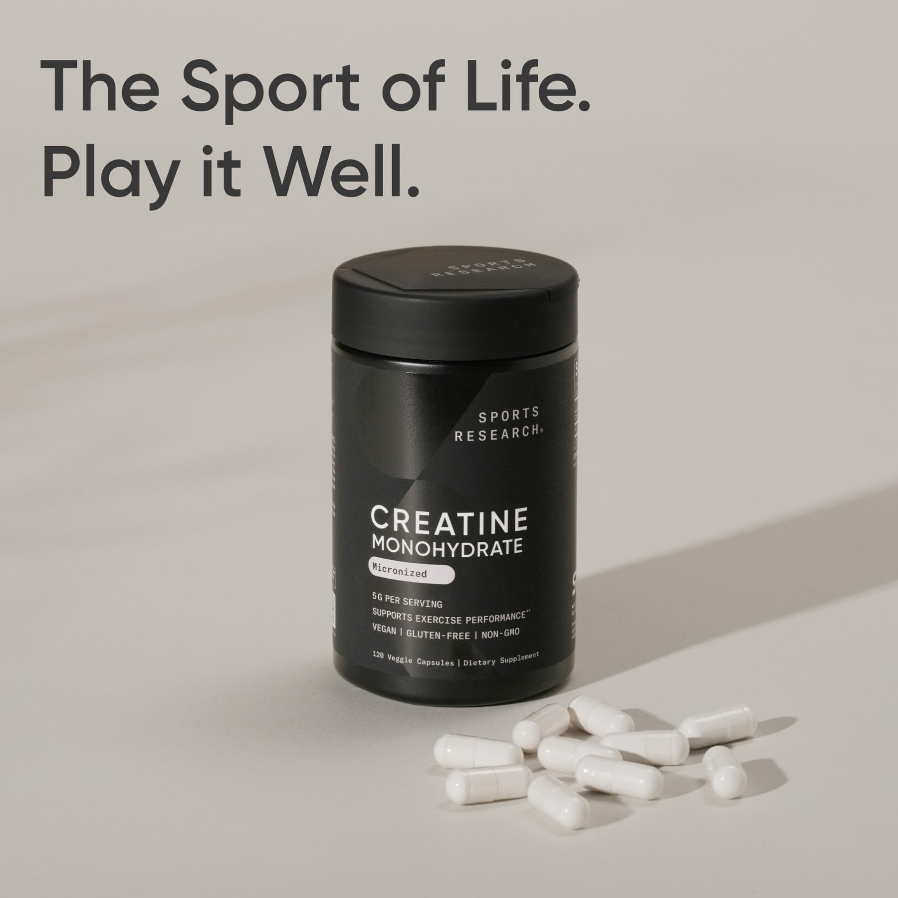 Sports Research Creatine Monohydrate - Gain Lean Muscle, Improve Performance and Strength and Support Workout Recovery - 5 g Micronized Creatine - 1.1LBS