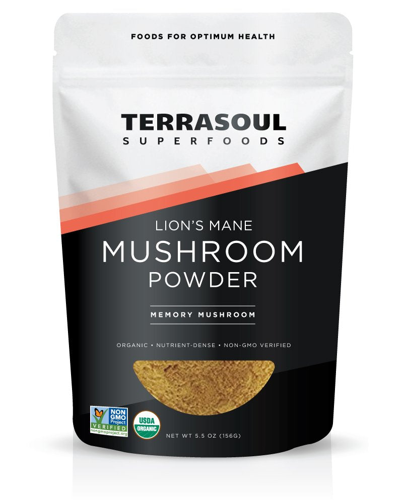 Terrasoul Superfoods Organic Lion's Mane Mushroom Powder (4:1 Extract), 5.5 Ounces