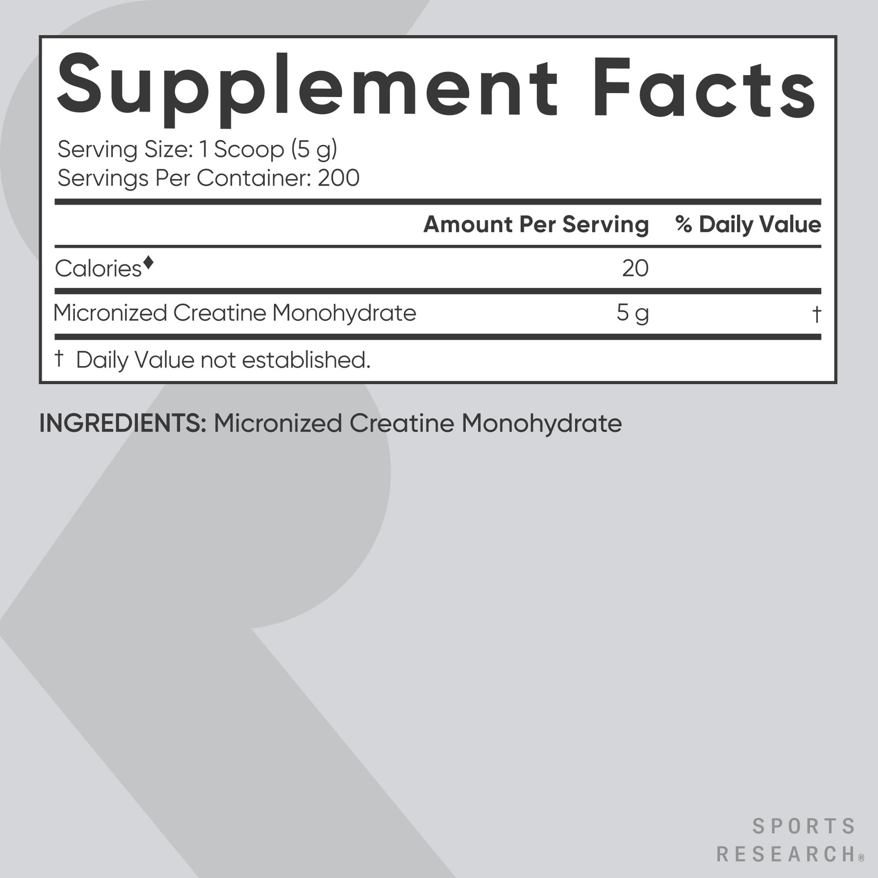 Sports Research Creatine Monohydrate - Gain Lean Muscle, Improve Performance and Strength and Support Workout Recovery - 5 g Micronized Creatine - 1.1LBS