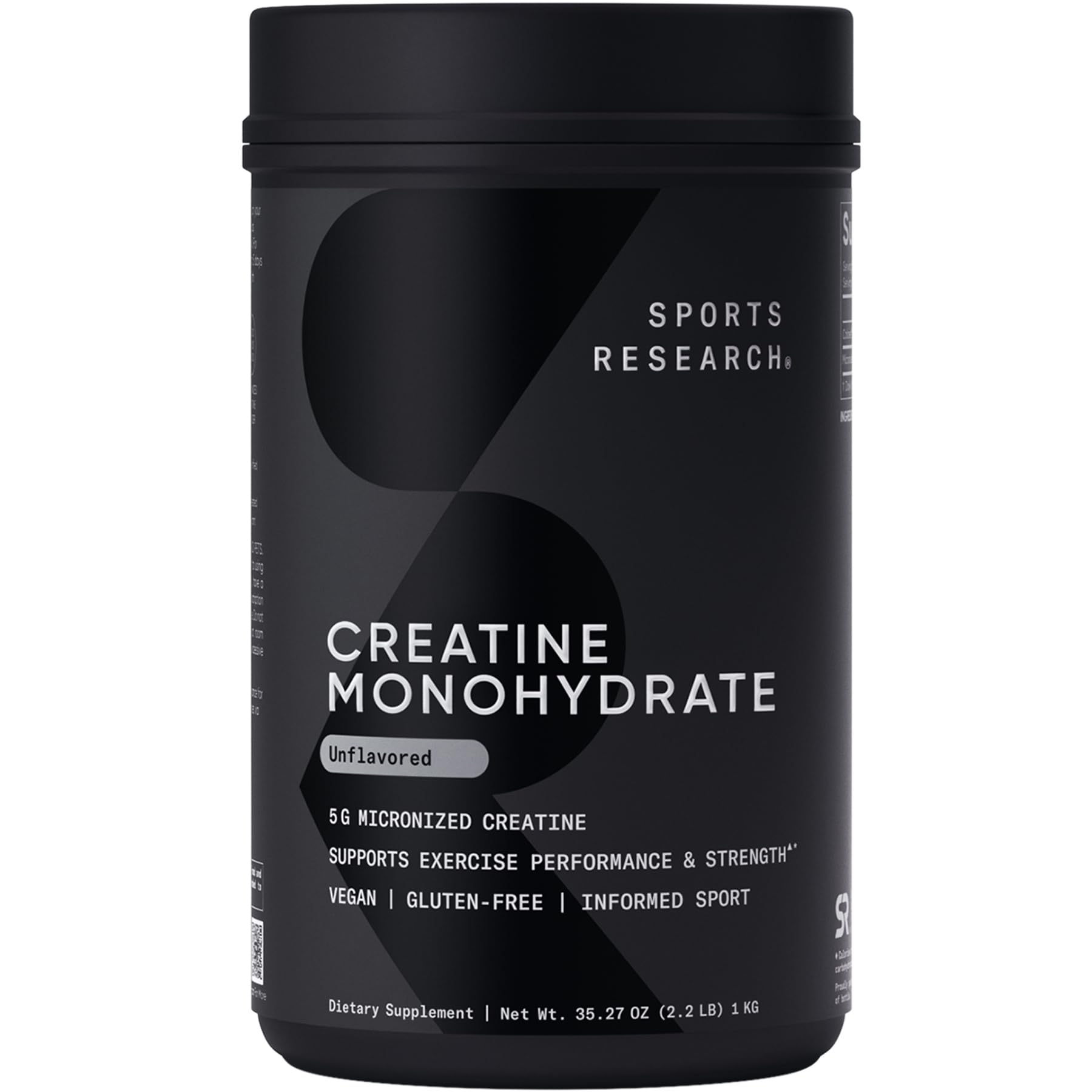 Sports Research Creatine Monohydrate - Gain Lean Muscle, Improve Performance and Strength and Support Workout Recovery - 5 g Micronized Creatine - 1.1LBS