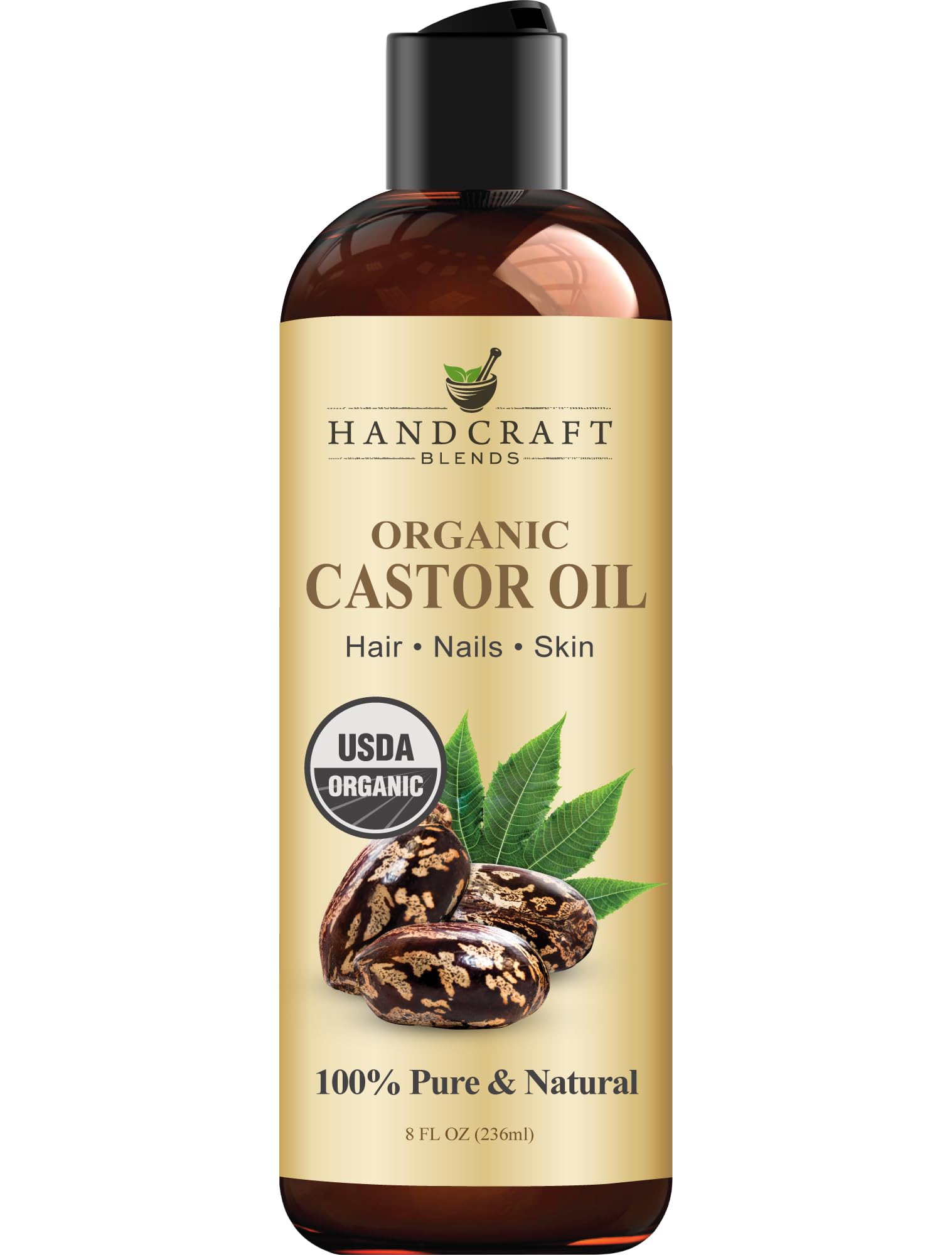 Handcraft Blends Organic Castor Oil - 16 Fl Oz - 100% Pure and Natural - Premium Grade Carrier Oil for Hair Growth, Eyelashes and Eyebrows - Hair and Body - Expeller-Pressed & Hexane-Free