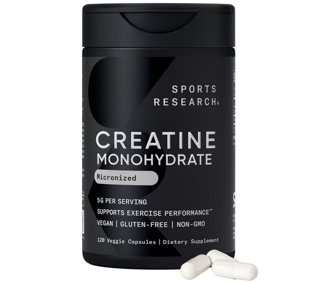 Sports Research Creatine Monohydrate - Gain Lean Muscle, Improve Performance and Strength and Support Workout Recovery - 5 g Micronized Creatine - 1.1LBS