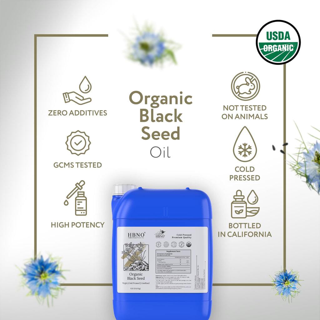HBNO Organic Black Seed Oil 4 fl oz (120ml) - USDA Certified Organic Black Seed Oil Organic Cold Pressed - Natural Black Cumin Seed Oil Organic