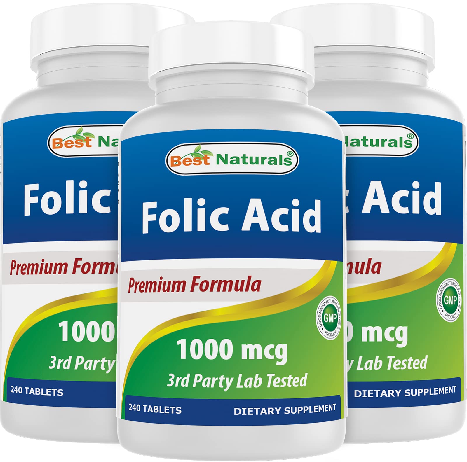 Best Naturals Folic Acid 1000 mcg (Vitamin B9), 240 Tablets