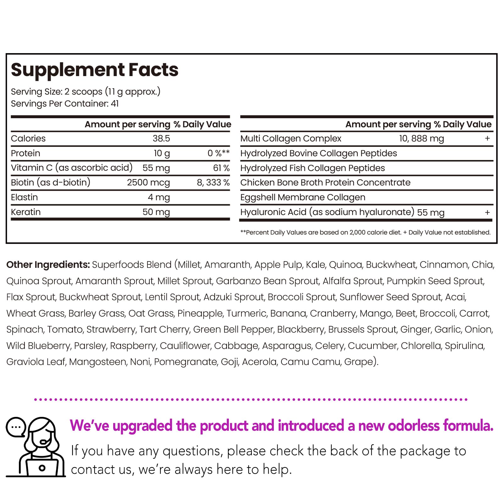 VEV Multi Collagen Peptides Powder, 1 lb – Type I, II, III, V, X, Hydrolyzed Collagen, Hyaluronic Acid Power, Biotin, Vitamin C, Supports Skin, Unflavored, Dissolves Easily