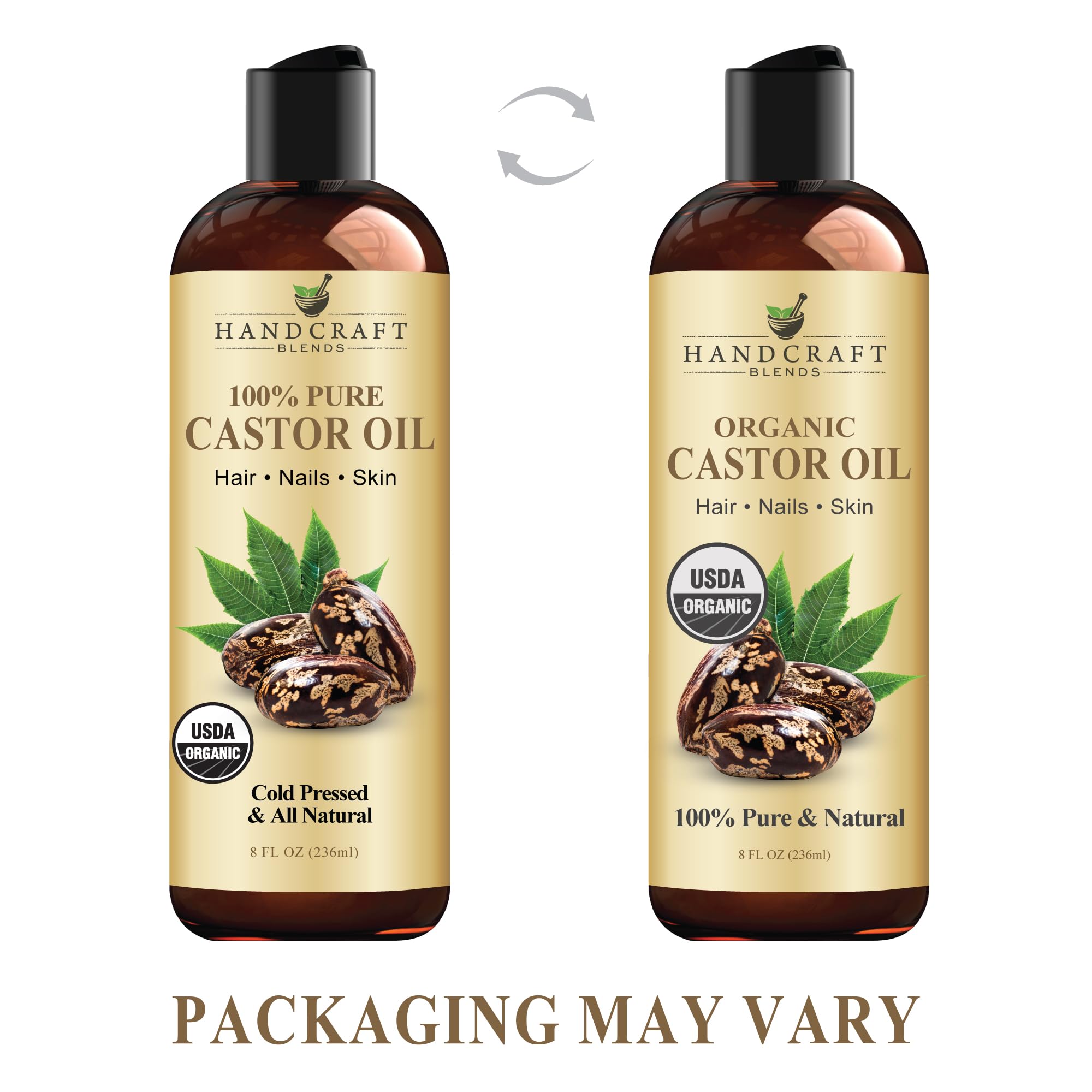 Handcraft Blends Organic Castor Oil - 16 Fl Oz - 100% Pure and Natural - Premium Grade Carrier Oil for Hair Growth, Eyelashes and Eyebrows - Hair and Body - Expeller-Pressed & Hexane-Free