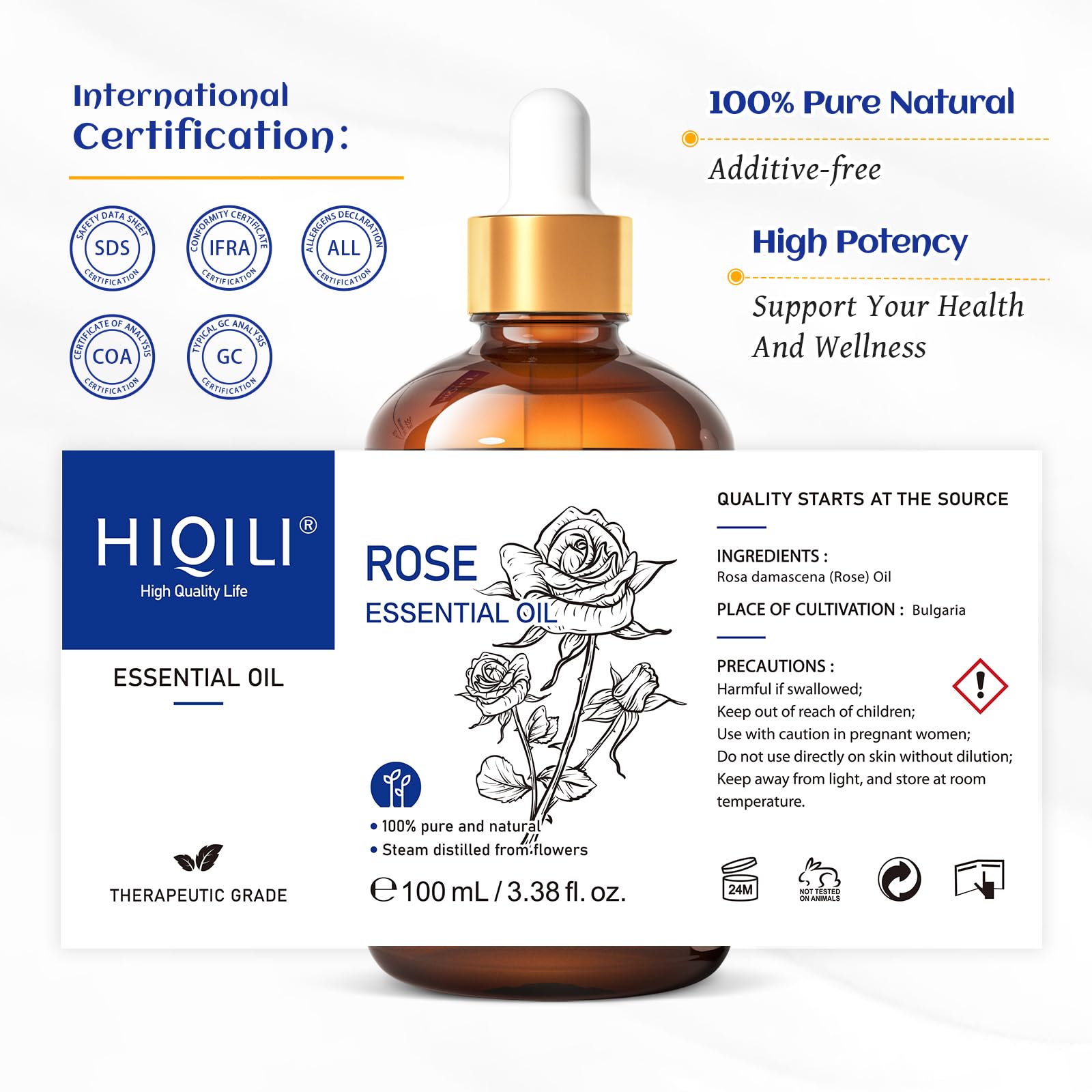 HIQILI Black Pepper Essential Oil for Aromatherapy & Diffuser - Natural Spicy & Warming Scent - Therapeutic Grade - 3.38 Fl Oz