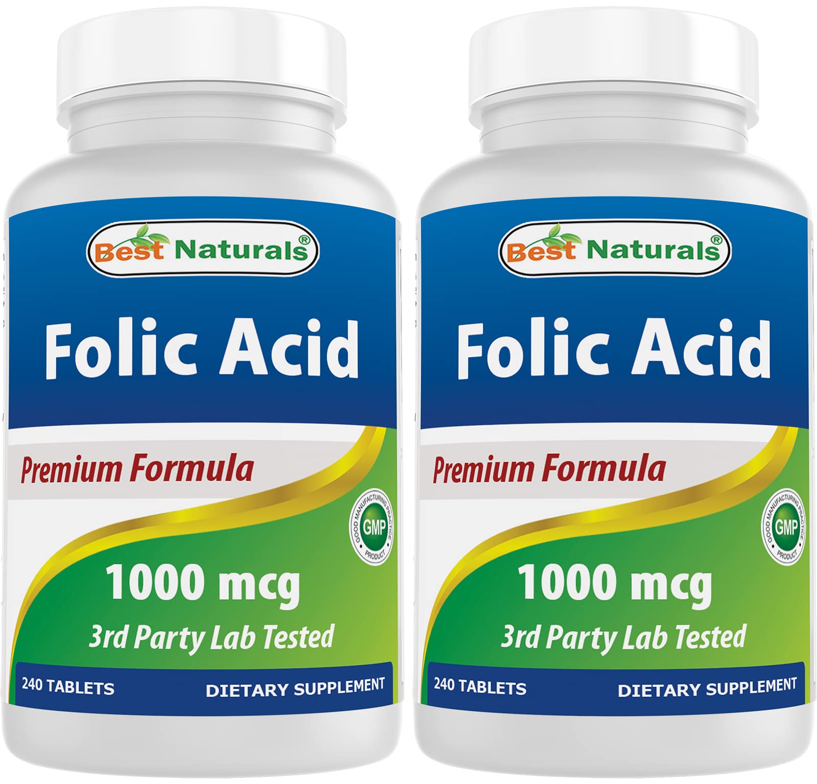 Best Naturals Folic Acid 1000 mcg (Vitamin B9), 240 Tablets