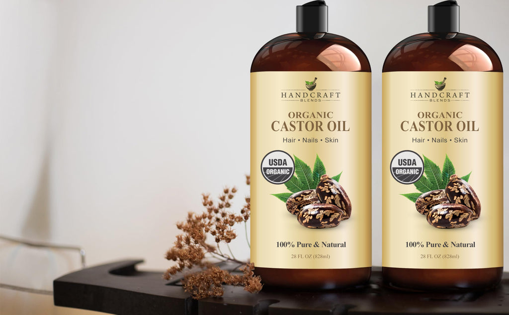 Handcraft Blends Organic Castor Oil - 16 Fl Oz - 100% Pure and Natural - Premium Grade Carrier Oil for Hair Growth, Eyelashes and Eyebrows - Hair and Body - Expeller-Pressed & Hexane-Free