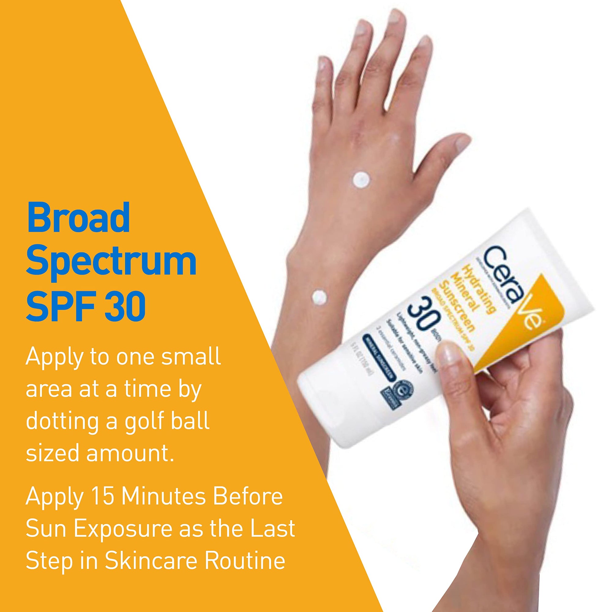 CeraVe 100% Mineral Sunscreen SPF 50 with Zinc Oxide & Titanium Dioxide, Hyaluronic Acid & Ceramides, Oil Free & Non-Greasy, Hydrating Mineral Sunscreen For Body, 5 oz