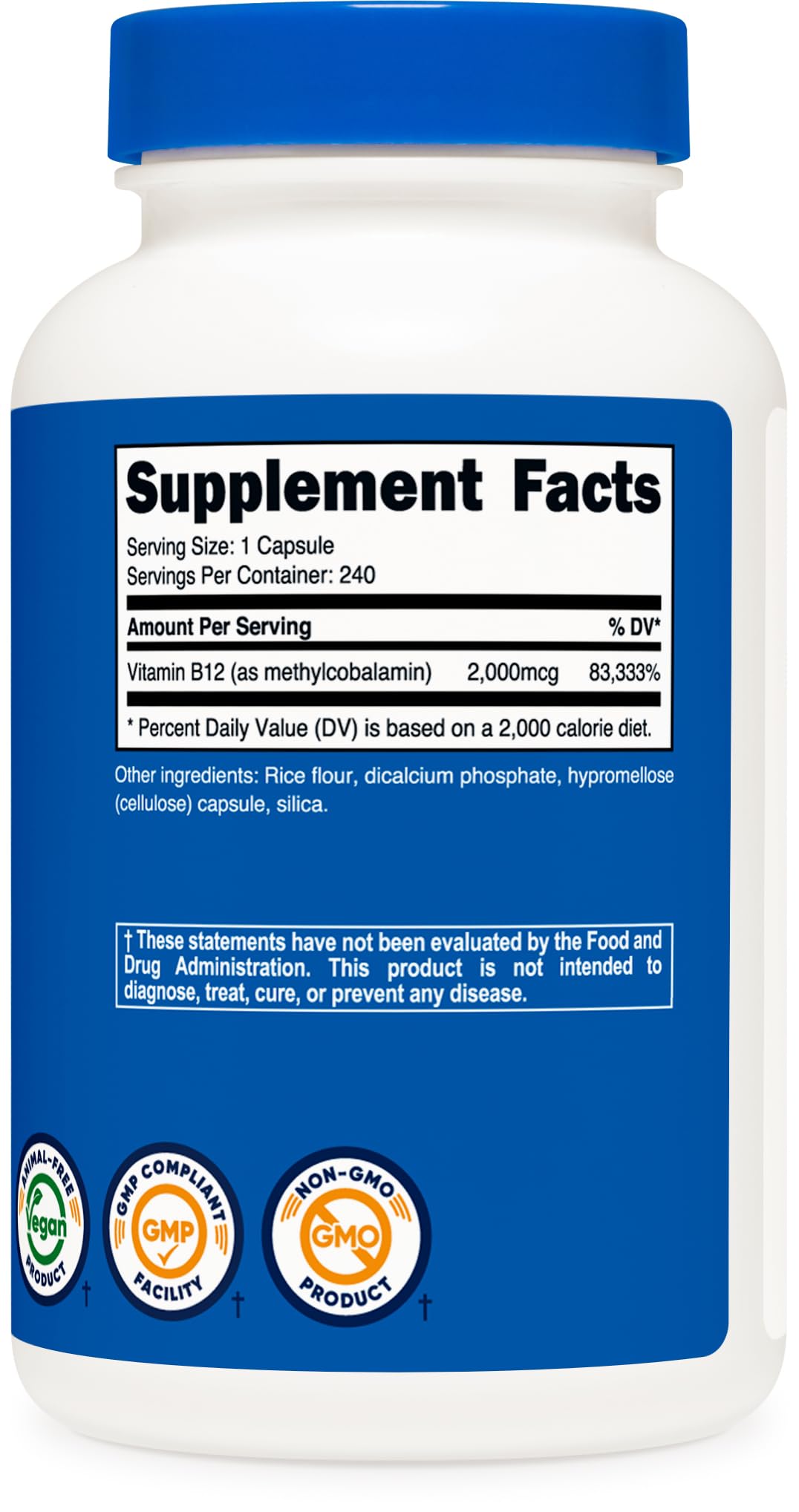 Nutricost Vitamin B12 (Methylcobalamin) 2000mcg, 120 Capsules - Vegetarian Caps, Non-GMO, Gluten Free B12 Supplement