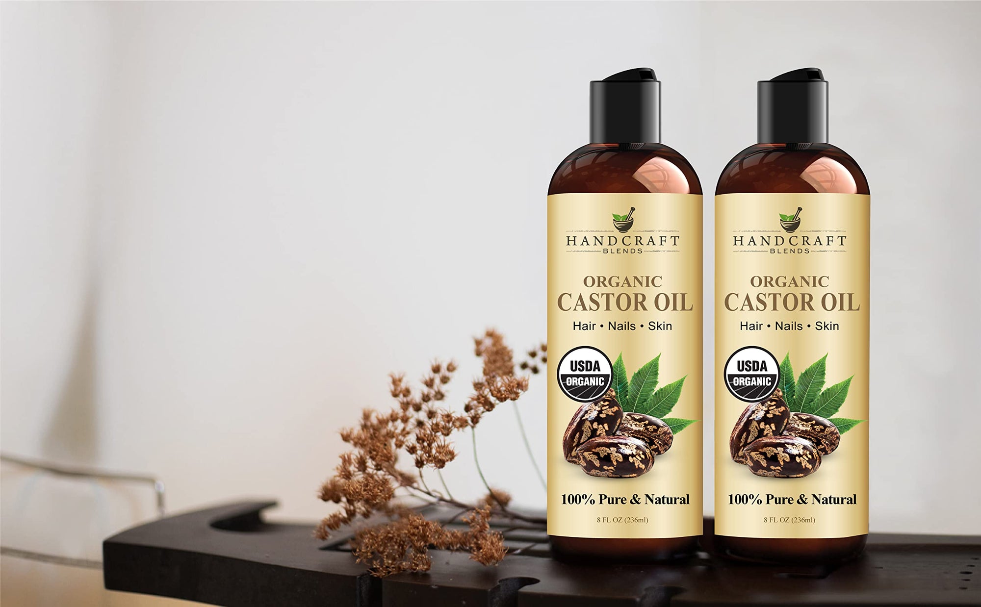 Handcraft Blends Organic Castor Oil - 16 Fl Oz - 100% Pure and Natural - Premium Grade Carrier Oil for Hair Growth, Eyelashes and Eyebrows - Hair and Body - Expeller-Pressed & Hexane-Free
