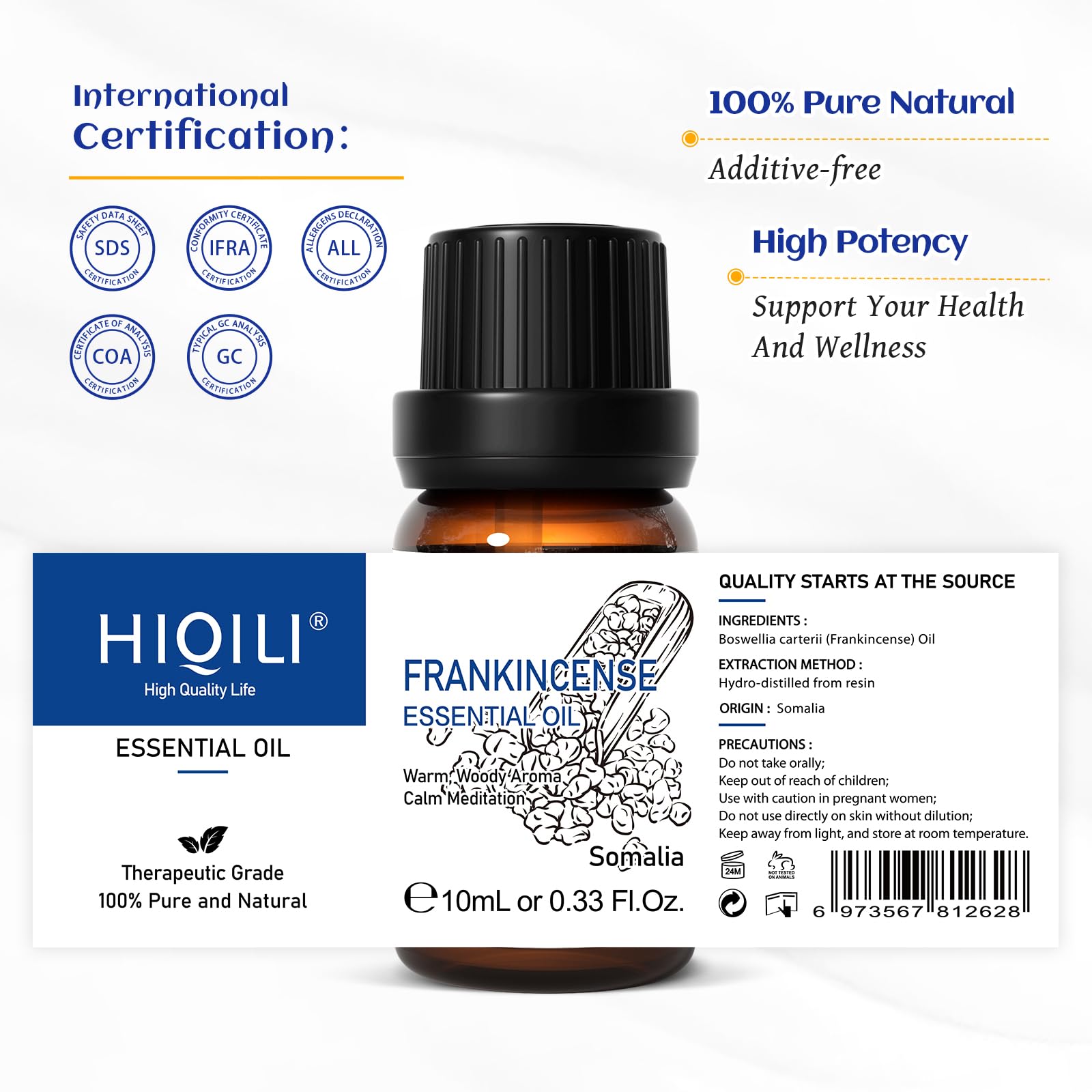 HIQILI Black Pepper Essential Oil for Aromatherapy & Diffuser - Natural Spicy & Warming Scent - Therapeutic Grade - 3.38 Fl Oz