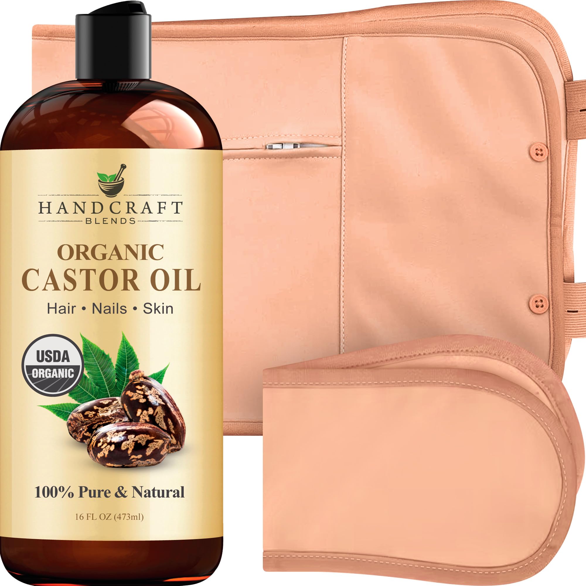 Handcraft Blends Organic Castor Oil - 16 Fl Oz - 100% Pure and Natural - Premium Grade Carrier Oil for Hair Growth, Eyelashes and Eyebrows - Hair and Body - Expeller-Pressed & Hexane-Free