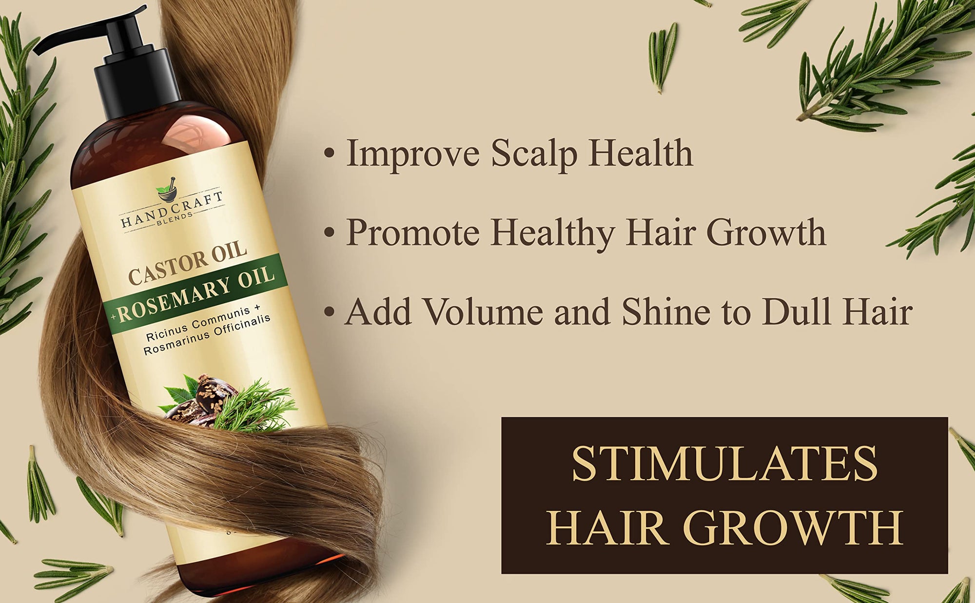 Handcraft Blends Organic Castor Oil - 16 Fl Oz - 100% Pure and Natural - Premium Grade Carrier Oil for Hair Growth, Eyelashes and Eyebrows - Hair and Body - Expeller-Pressed & Hexane-Free