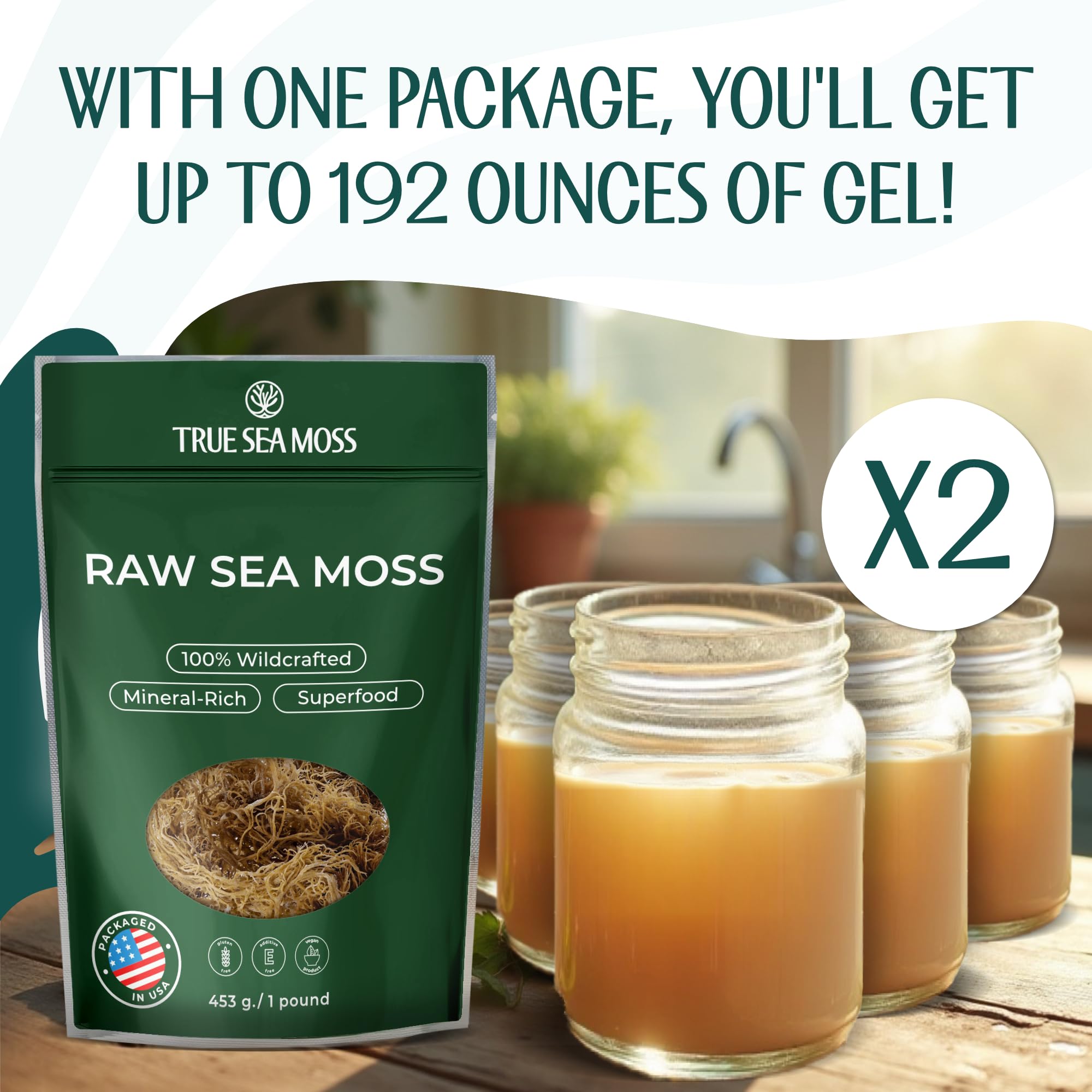 Sea Moss Raw – Wildcrafted Irish Sea Moss for Digestion and Gut Health – Makes 100oz of Gel – Sundried 8oz