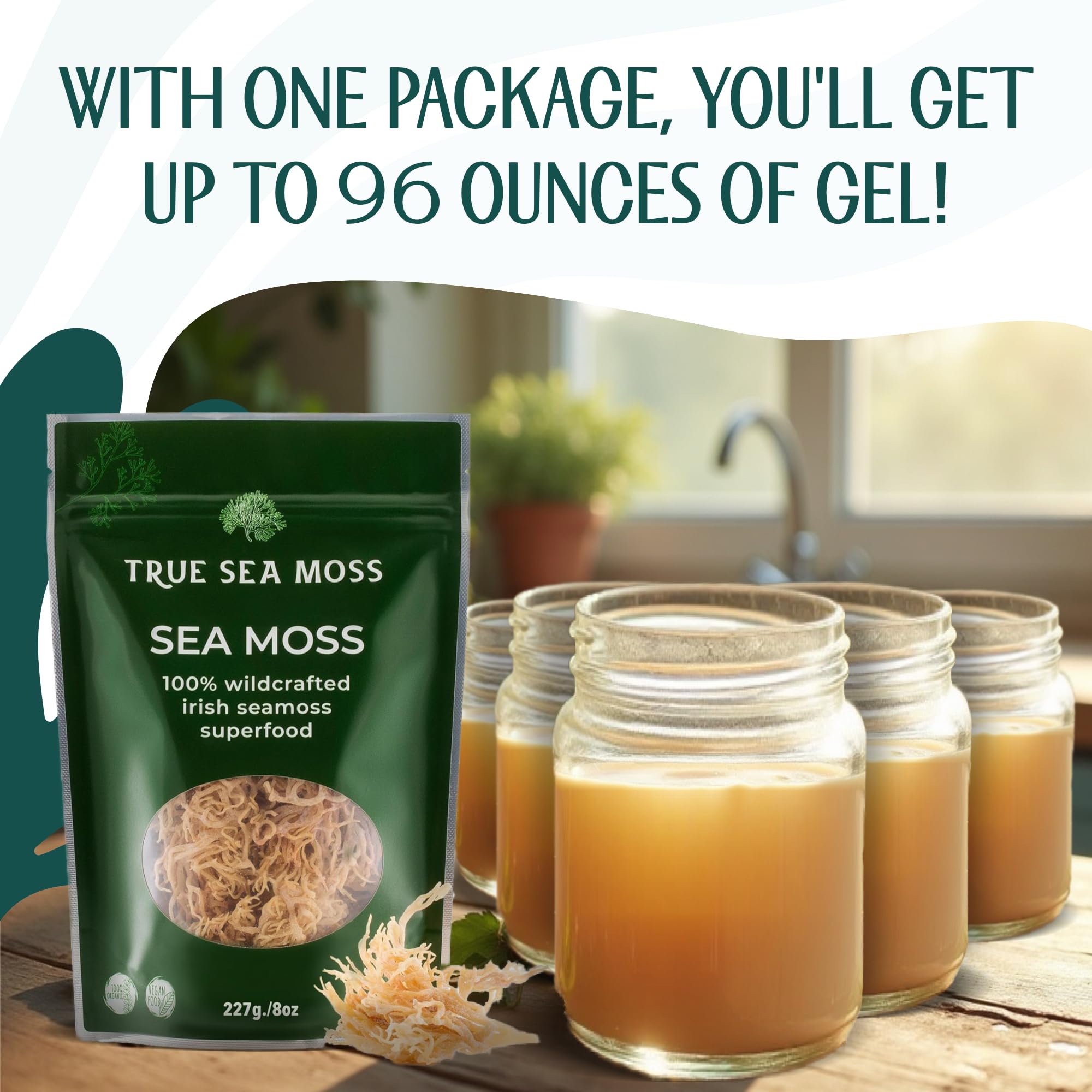 Sea Moss Raw – Wildcrafted Irish Sea Moss for Digestion and Gut Health – Makes 100oz of Gel – Sundried 8oz
