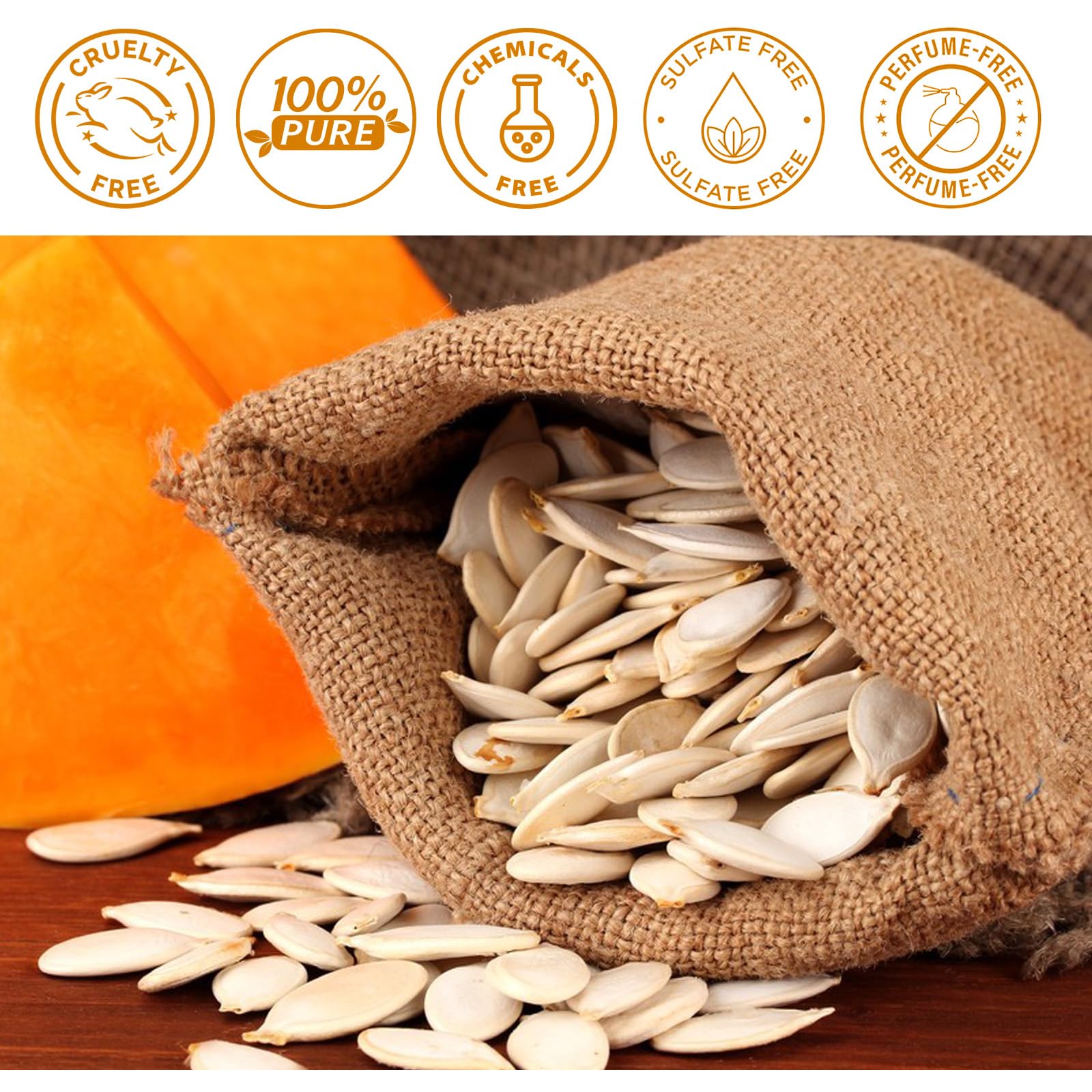 Pumpkin Seed Oil 2Fl Oz, Pure Cold Pressed Pumpkin Seed Oil for Dry Damaged Hair Growth, Moisturizing Scalp, Nourishment for All Hair Types