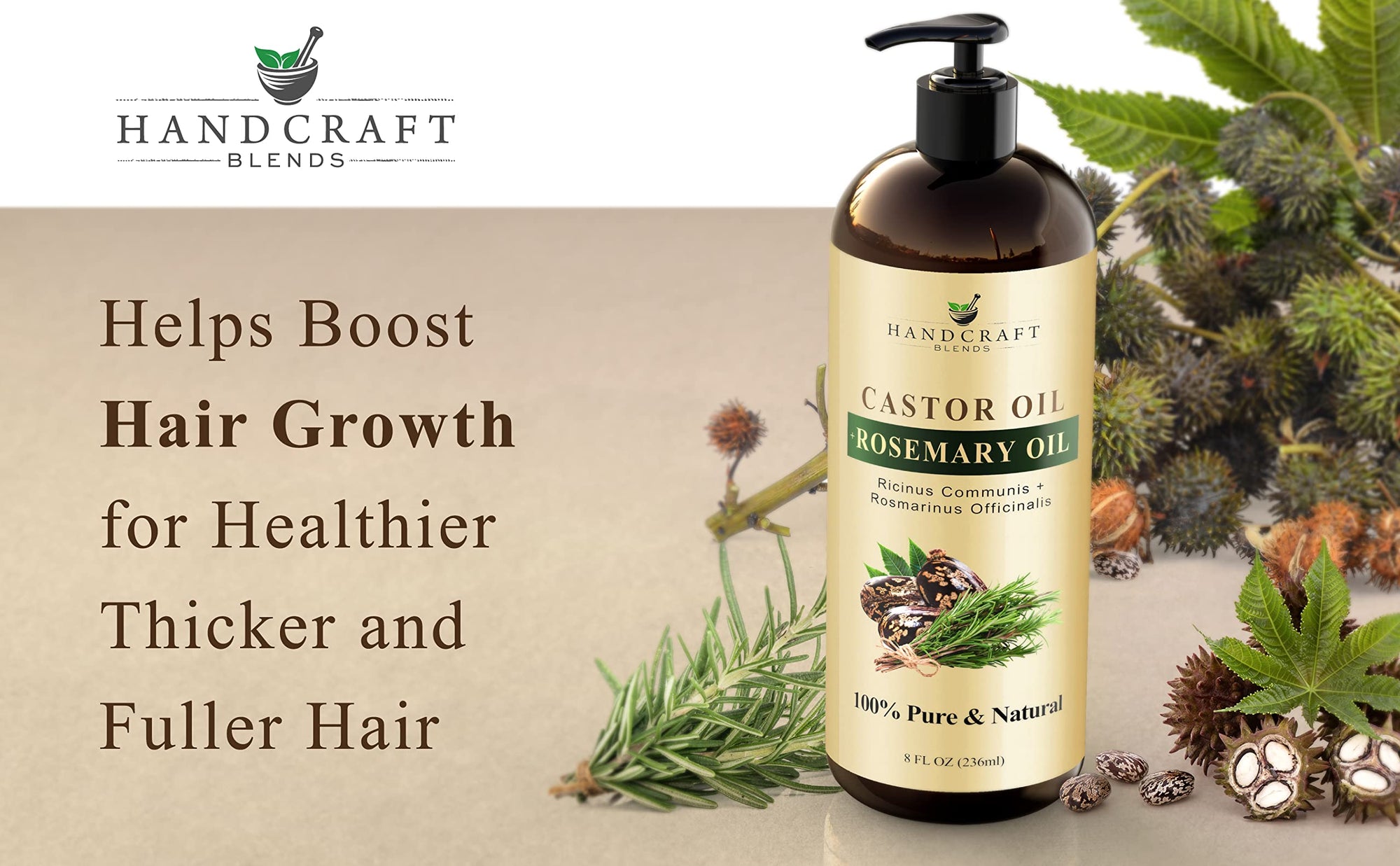 Handcraft Blends Organic Castor Oil - 16 Fl Oz - 100% Pure and Natural - Premium Grade Carrier Oil for Hair Growth, Eyelashes and Eyebrows - Hair and Body - Expeller-Pressed & Hexane-Free