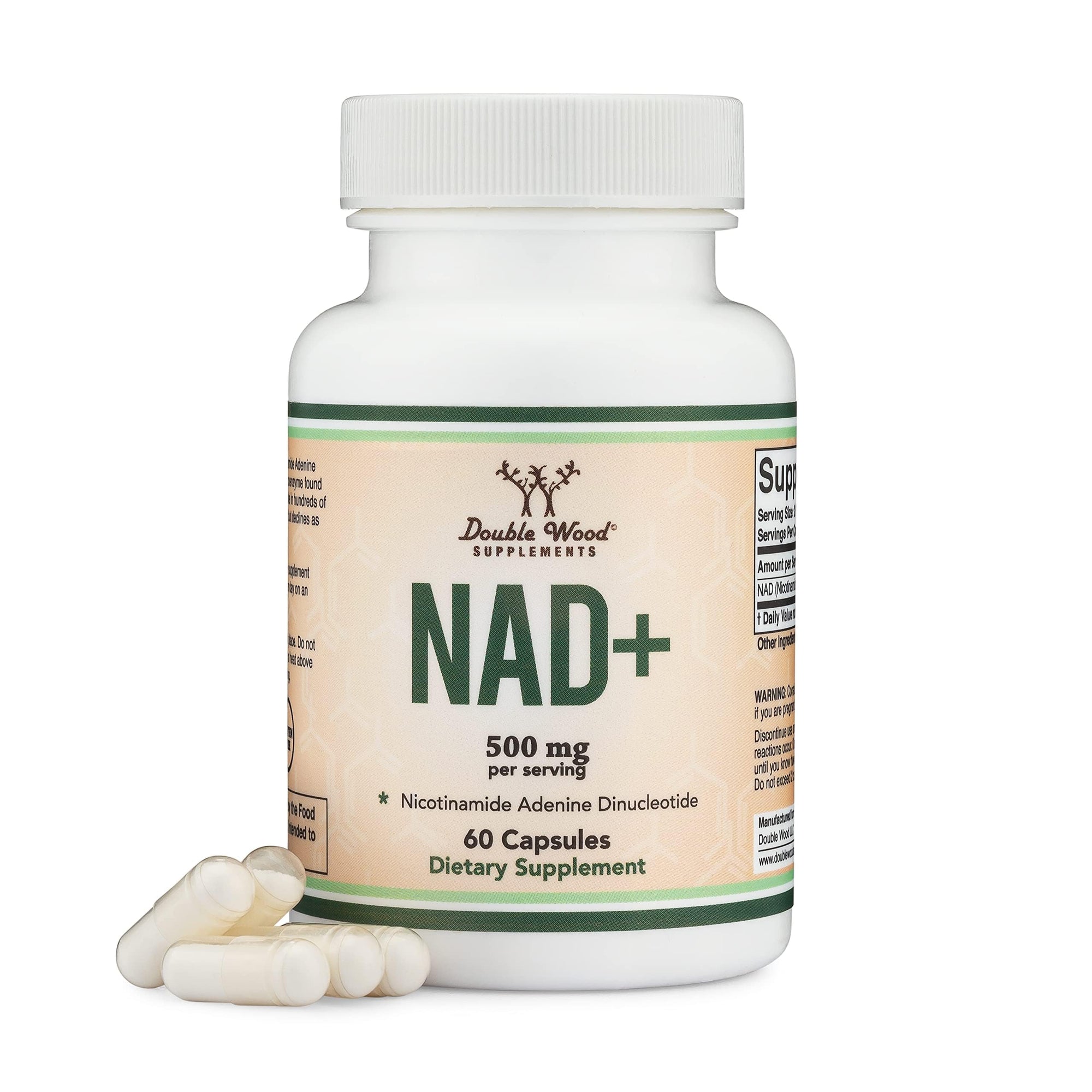 NAD Supplement for Anti Aging and Cell Regeneration (500mg of 95% Pure NAD+ Per Serving, 30 Day Supply) Similar to Nicotinamide Riboside (Third Party Tested, Vegan Safe, Non-GMO) by Double Wood