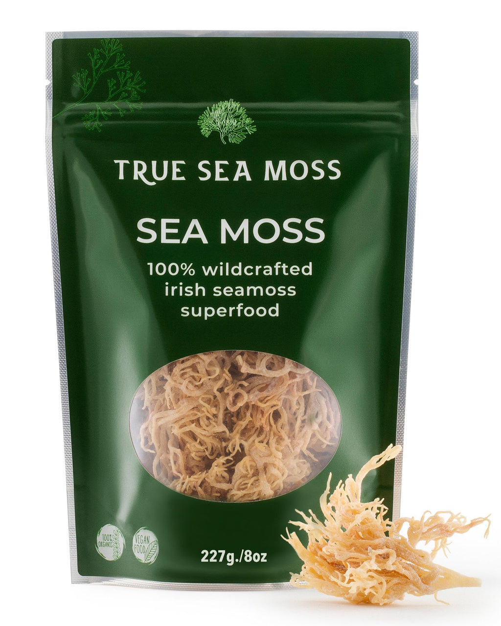 Sea Moss Raw – Wildcrafted Irish Sea Moss for Digestion and Gut Health – Makes 100oz of Gel – Sundried 8oz