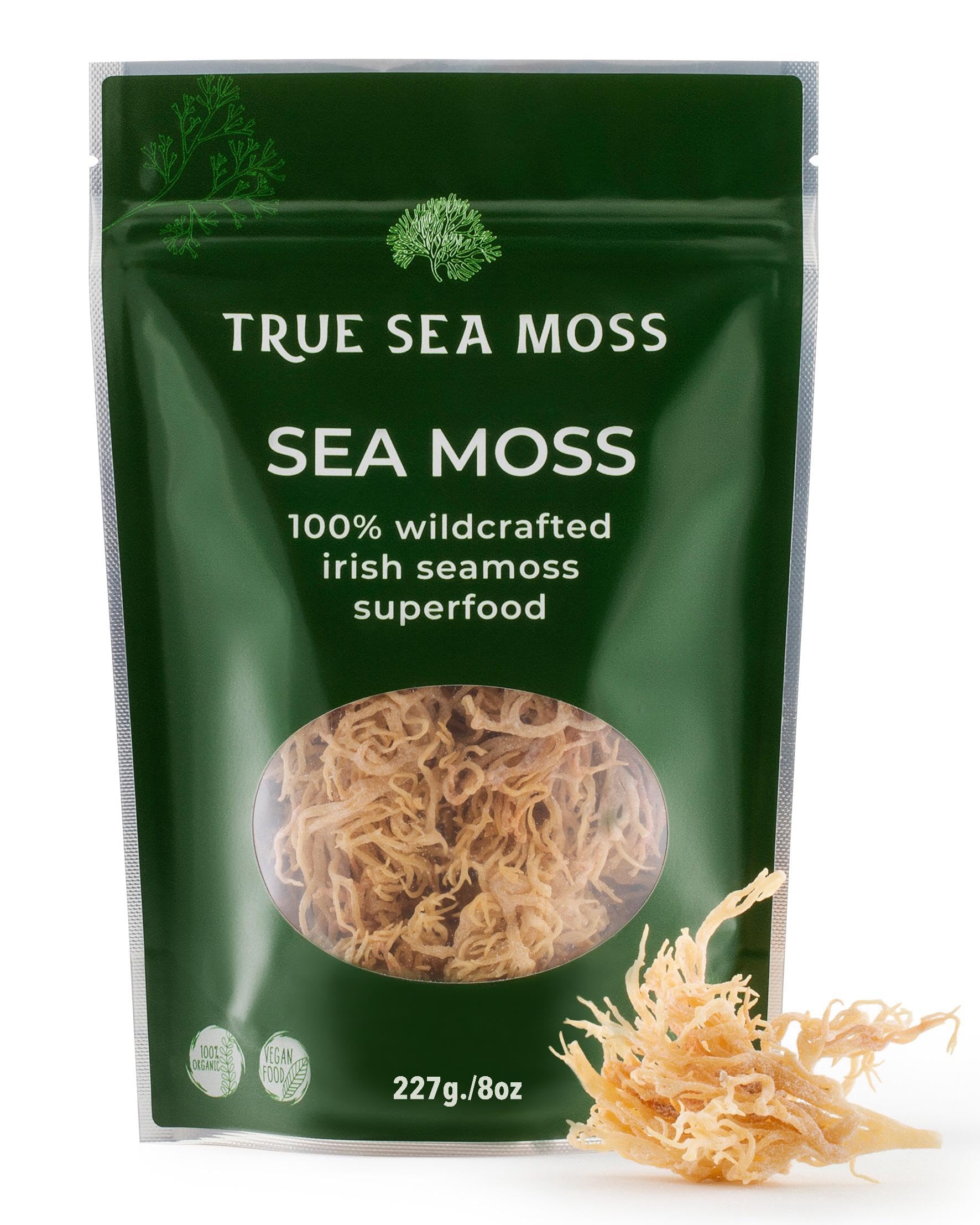 Sea Moss Raw – Wildcrafted Irish Sea Moss for Digestion and Gut Health – Makes 100oz of Gel – Sundried 8oz