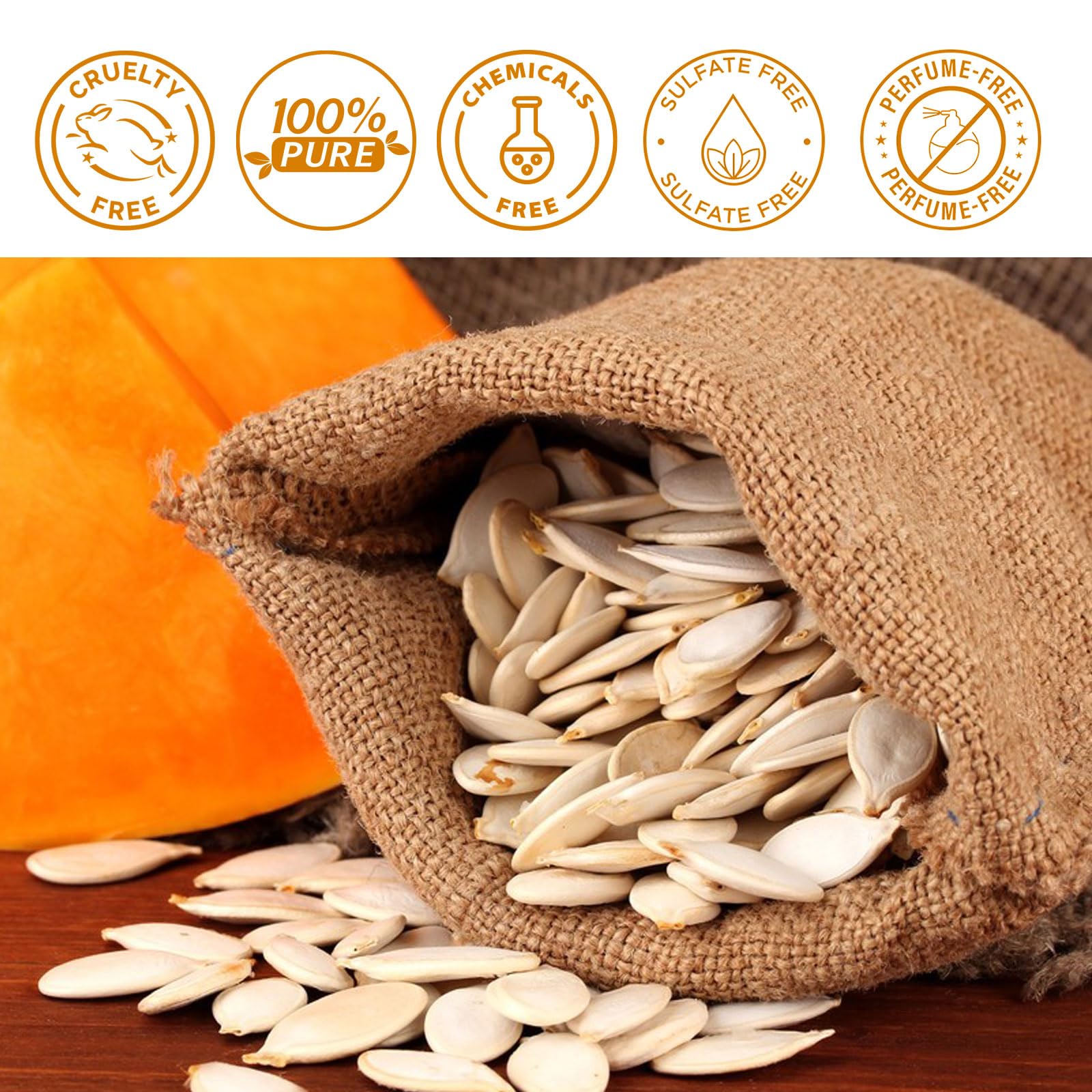 Pumpkin Seed Oil 2Fl Oz, Pure Cold Pressed Pumpkin Seed Oil for Dry Damaged Hair Growth, Moisturizing Scalp, Nourishment for All Hair Types