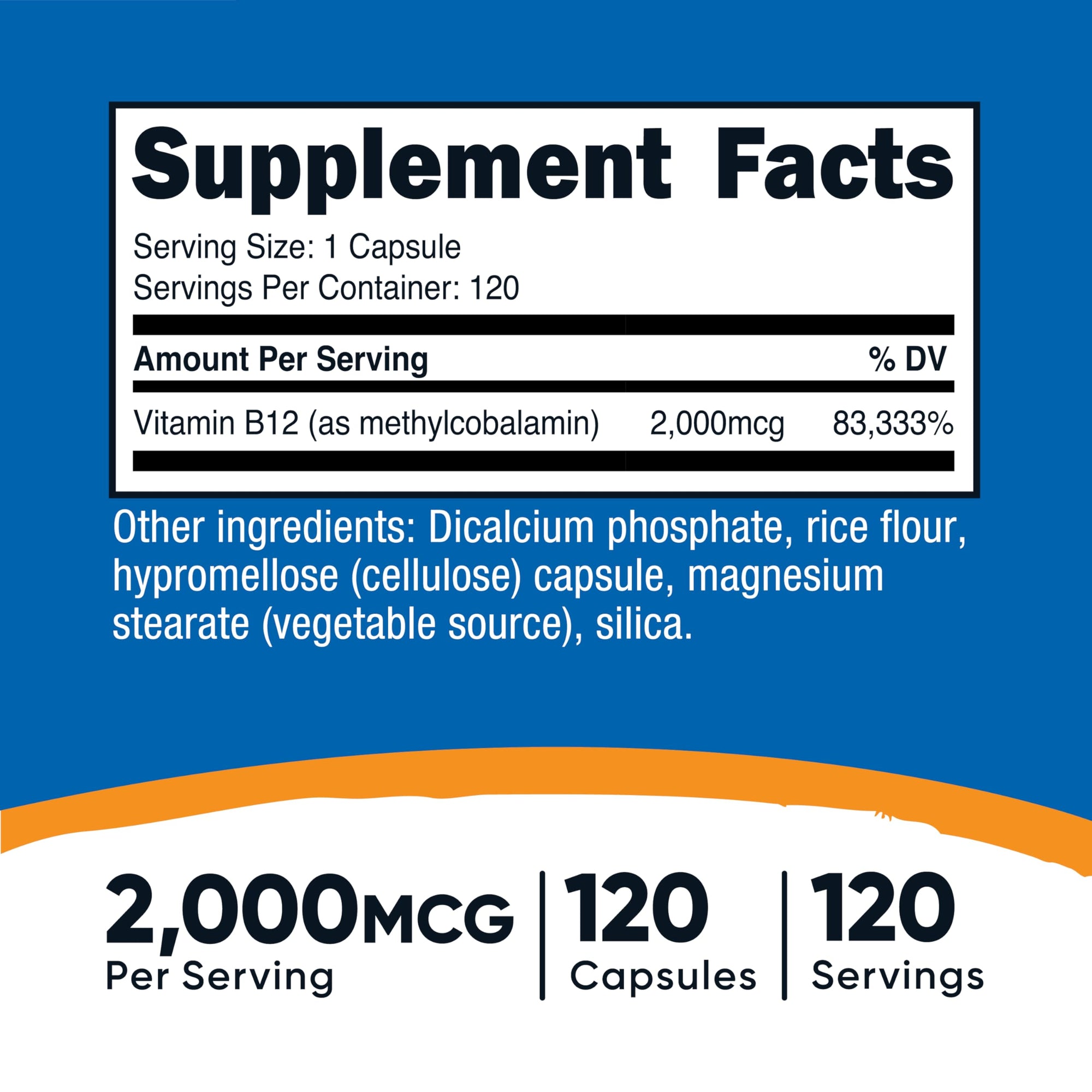 Nutricost Vitamin B12 (Methylcobalamin) 2000mcg, 120 Capsules - Vegetarian Caps, Non-GMO, Gluten Free B12 Supplement